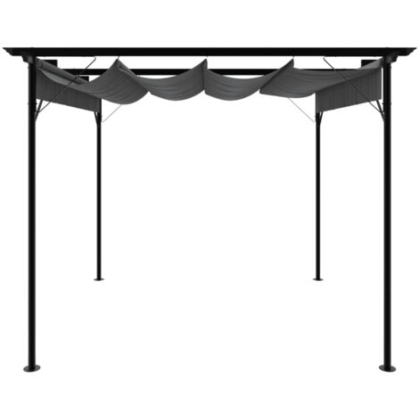 Tonnelle de jardin，Pergola avec toit rétractable anthracite 3x3 m acier 180 g/m² CFW310778