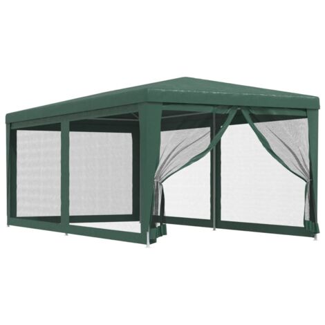 Tonnelle de jardin，Tente de fête avec 4 parois latérales en maille Vert 3x6 m PEHD CFW310778