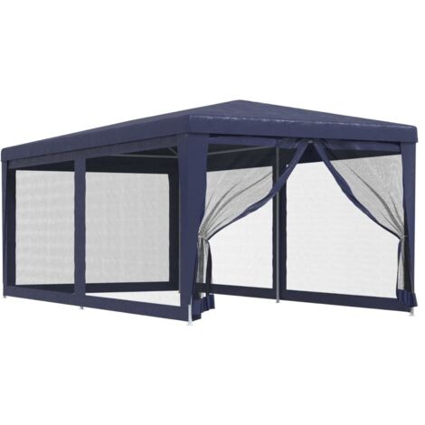 Tonnelle de jardin，Tente de fête avec 6 parois latérales en maille Bleu 3x6 m PEHD CFW310778