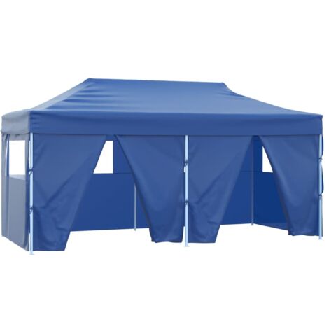 Tonnelle de jardin，Tente de réception pliable avec 4 parois 3x6 m Acier Bleu CFW63823
