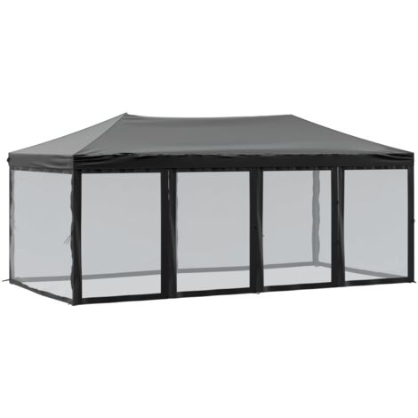 Tonnelle de jardin，Tente de réception pliable avec parois Noir 3x6 m CFW310778