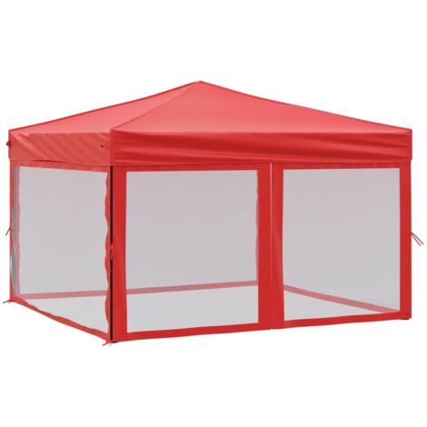 Tonnelle de jardin，Tente de réception pliable avec parois Rouge 3x3 m CFW310778