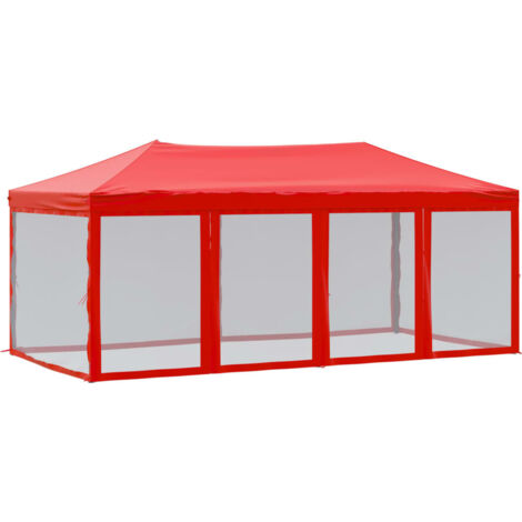 Tonnelle de jardin，Tente de réception pliable avec parois Rouge 3x6 m CFW63859