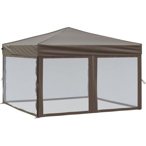 Tonnelle de jardin，Tente de réception pliable avec parois Taupe 3x3 m CFW310778