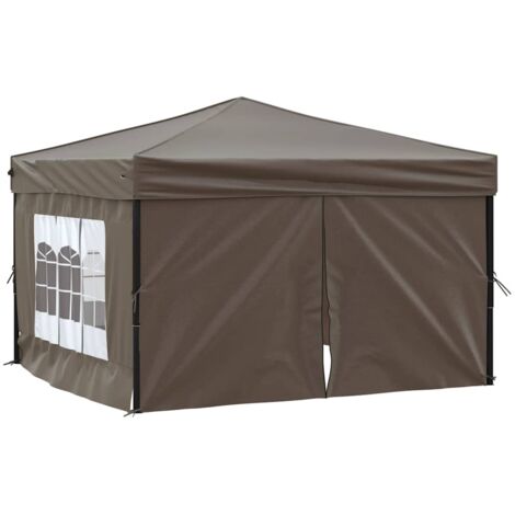 Tonnelle de jardin，Tente de réception pliable avec parois Taupe 3x3 m CFW63862