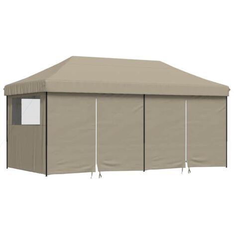 Tonnelle de jardin,Tente de réception pliable escamotable 4 parois latérales taupe CFW63887