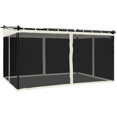 Tonnelle de jardin，Tonnelle avec parois en filet crème 4x3 m acier CFW310778