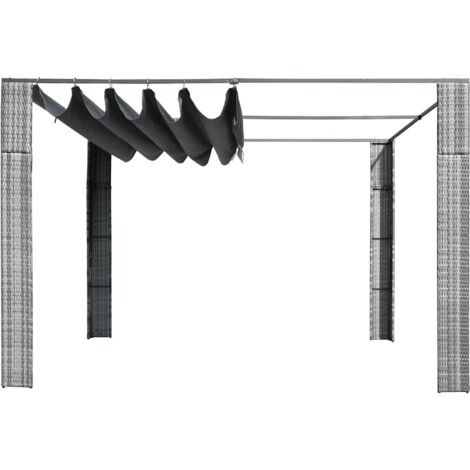 Tonnelle de jardin,Tonnelle et toit Résine tressée 300x300x200cm Gris / anthracite CFW310778