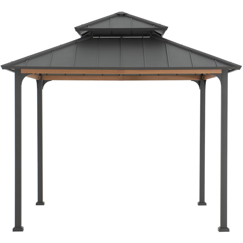 Sunjoy - Tonnelle en acier pasu en anthracite - 300cm x 300cm