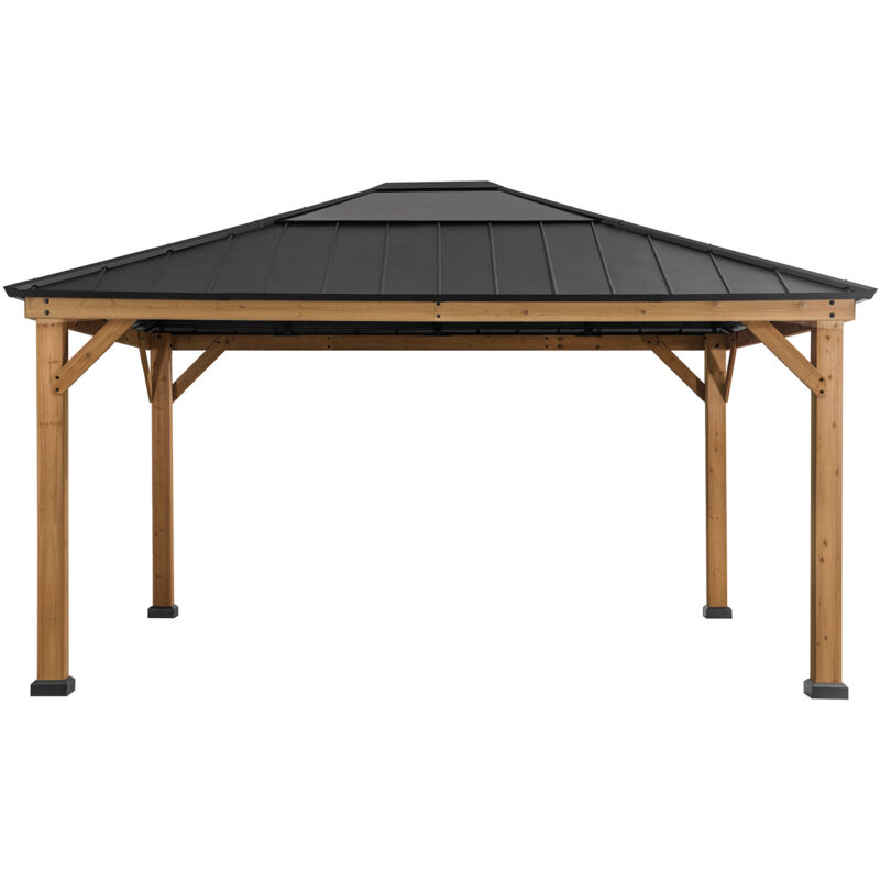 Sunjoy - Tonnelle en cèdre ernir en anthracite - 393cm x 452cm