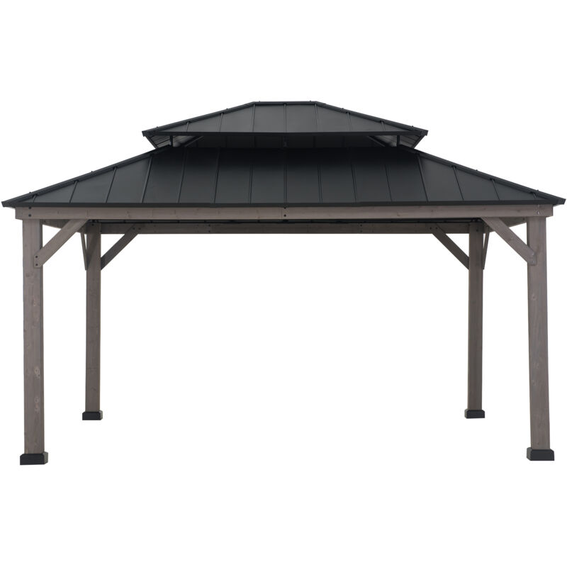 Sunjoy Pavillon Zedernholz Gazebo RYSY - 390cm x 450cm, schwarz