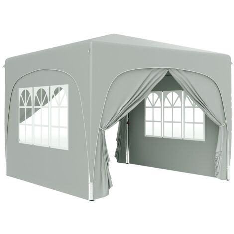 Tonnelle et pergola pop-up pliable 4 murs-hiver-UV 50-imperméable-sac-gris-300x300x273cm