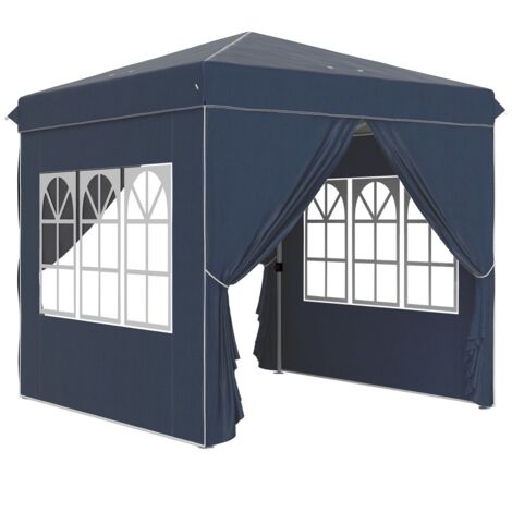 Tonnelle et pergola-Résistante hiver-UV50-Tente fête pliable bleu foncé-4 côtés-248x248x270cm