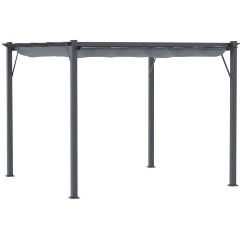 Tonnelle et pergola-Toit coulissant aluminium-Jardin et terrasse-Gris charbon foncé-257x250x223cm