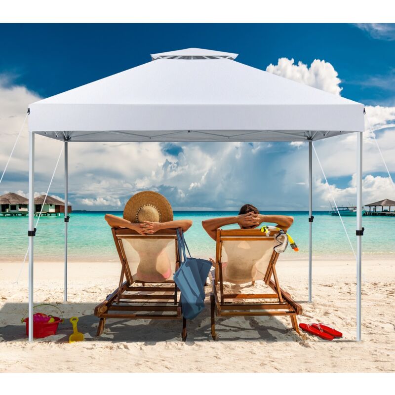 Design In - Tonnelle Jardin Instantanée 305x305cm Toit Double Ventilé Anti-UV Imperméable Blanc CW14720