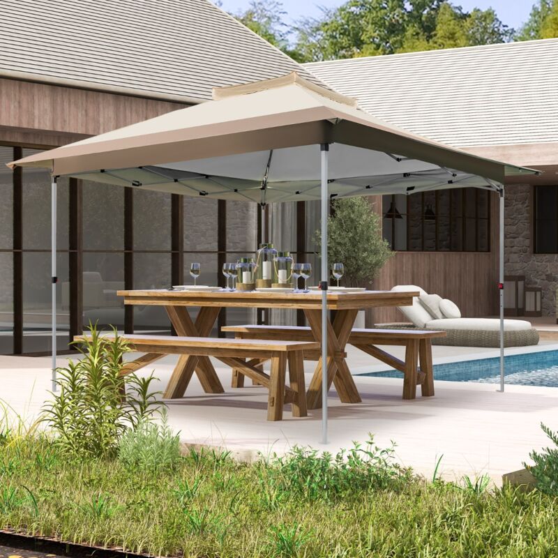 Tonnelle Jardin Instantanée Double Toit 360x360cm Tente Réception Ventilé Café CW38584
