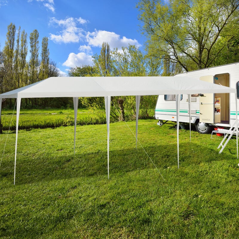 Tonnelle Jardin Pliant 3x9m Réception Imperméable Tube Métal Blanc CW67580