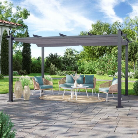 CHALET&JARDIN TONNELLE JARDIN ALU- Couv' Terrasse® - 11,15M² - GRIS 360 x  360 pas cher 