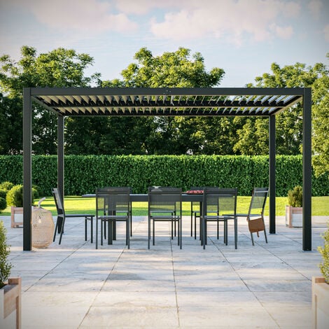 Pergola bioclimatique 3x4 - ECLIPSE 12 anthracite autoportée