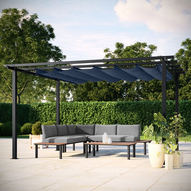 Tonnelle/Pergola en aluminium 3x4m toile coulissante rétractable - anthracite - havana - Anthracite