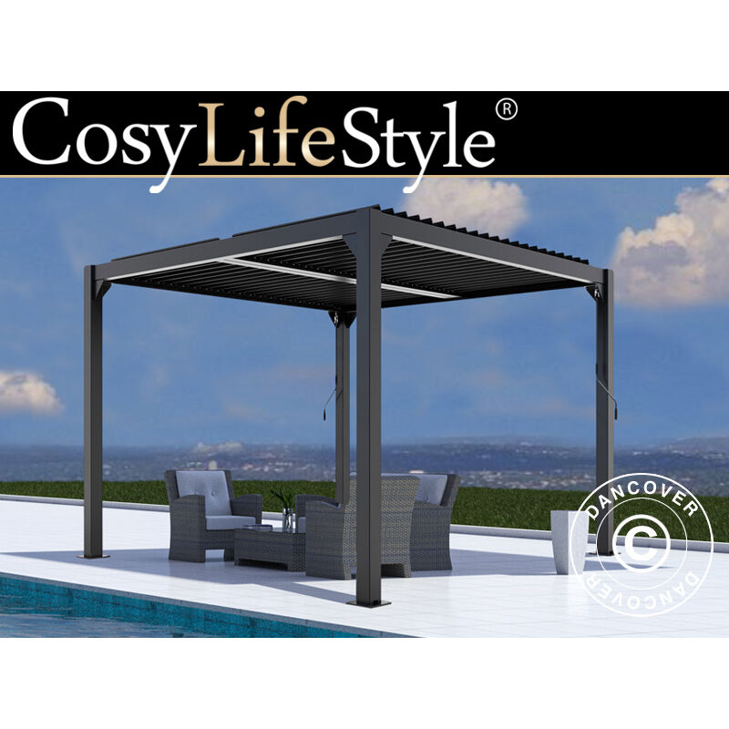 Dancover - Pergola bioclimatique San Pablo, 4x4m, noir