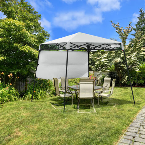 Tonnelle Pliante 182 x 182 cm Protection Solaire Portable et Léger Abri avec Sac à Dos pour Camping Fête Barbecue Jardin Patio Plage Blanc