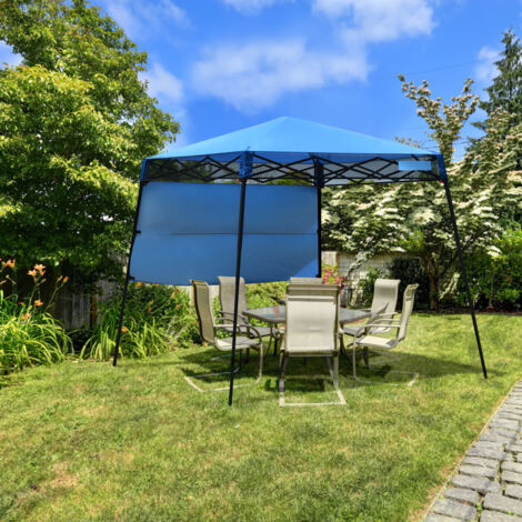 Tonnelle Pliante 182 x 182 cm Protection Solaire Portable et Léger Abri avec Sac à Dos pour Camping Fête Barbecue Jardin Patio Plage Bleu