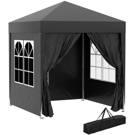 Tonnelle pliante 2 x 2 m avec 4 parois latérales, fenêtre, chapiteau avec protection UV, tente de jardin avec sac de transport,