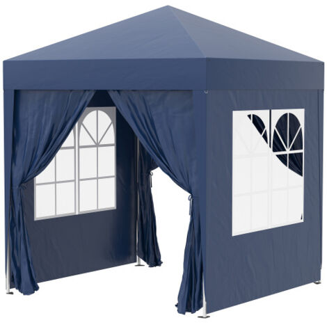 Tonnelle pliante 2x2m avec 4 panneaux latéraux, fenêtre, porte, fermeture éclair, chapiteau, tente de jardin, métal, Oxford