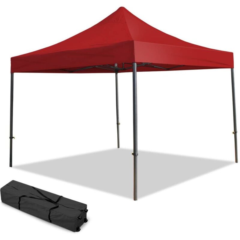 Terre Jardin - Tonnelle pliante 3 x 3 professionnelle, tente/chapiteau pour marchés, foires... rouge - rouge