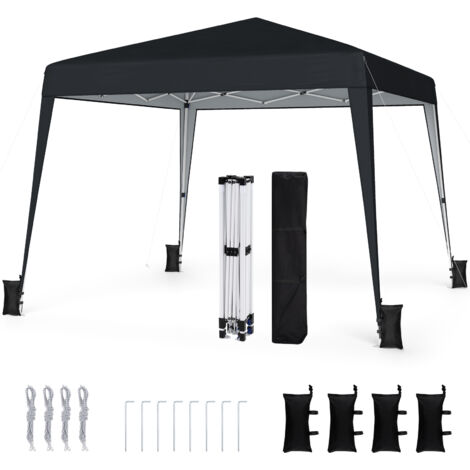 Tonnelle Pliante 3 x 3 m, Pop-up, Tente de Jardin Exterieur Imperméable avec Sac de Transport, Piquets, Pergola Jardin Exterieur pour Camping, Noir