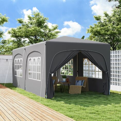 Tonnelle pliante 3 x 6m Pop Up. UPF50+ Hauteur ajustable. avec sac de transport et sacs de sable. Gris clair