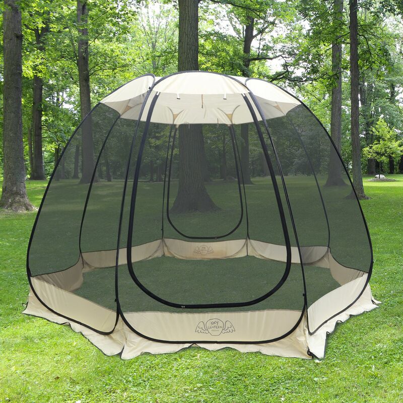 Sky Lantern - Tonnelle Pliante 8-10 Personnes Montage Facile - Tonnelle de Jardin Moustiquaire Octogonale - Tente de Camping, Abri Spa, Tonnelle