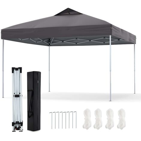 Tonnelle pliante etanche 3 x 3 m protection uv 50 grise