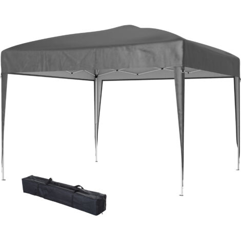 Tonnelle pop-up barnum pliante anti-UV, acier Oxford gris, 2,95 x 2,95 x 2,55 m, avec housse de transport
