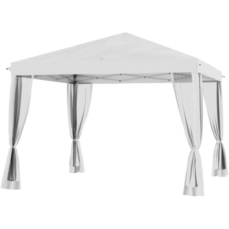 Tonnelle pop-up Barnum pliante style colonial 3x3 m avec 4 moustiquaires et sac de transport crème