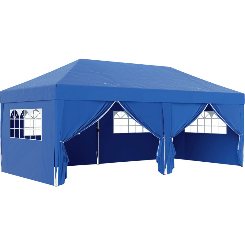 Tonnelle pop-up pliante 6 fenêtres chada bleue