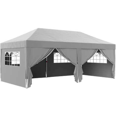 Tonnelle pop-up pliante 6 fenêtres LAMIA grise