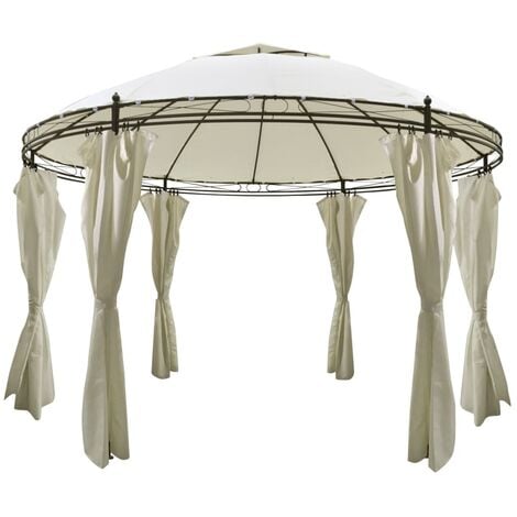 Tonnelle ronde avec rideaux 3,5 x 2,7 m vidaXL