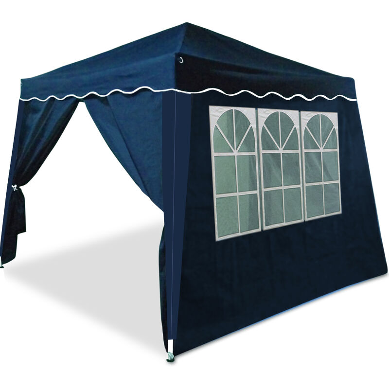 Tonnelle Tente pliante 3x3m avec 4 parois latérales pavillon pliable jardin Bleu Sac de transport inclus