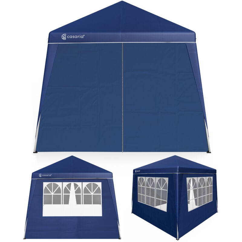 Tonnelle Tente pliante 3x3m avec 4 parois latérales pavillon pliable jardin Bleu Sac de transport inclus