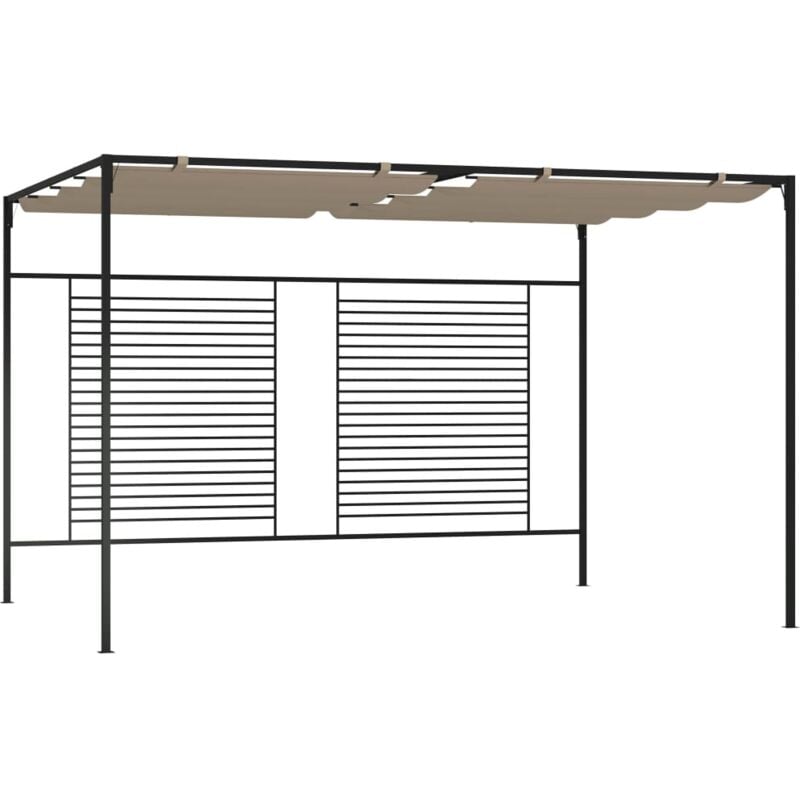 Tonnelle,Pergola de jardin,Belvédère avec auvent rétractable 3x4x2,3 m Taupe 180 g/m² CFW69918