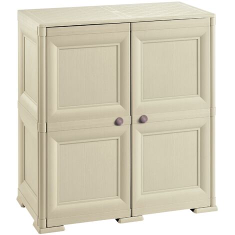 Tontarelli Caja de almacenamiento Omnimodus, multiusos de 4 compartimentos y 4 puertas, 79x43x85,5 cm - Gris angora