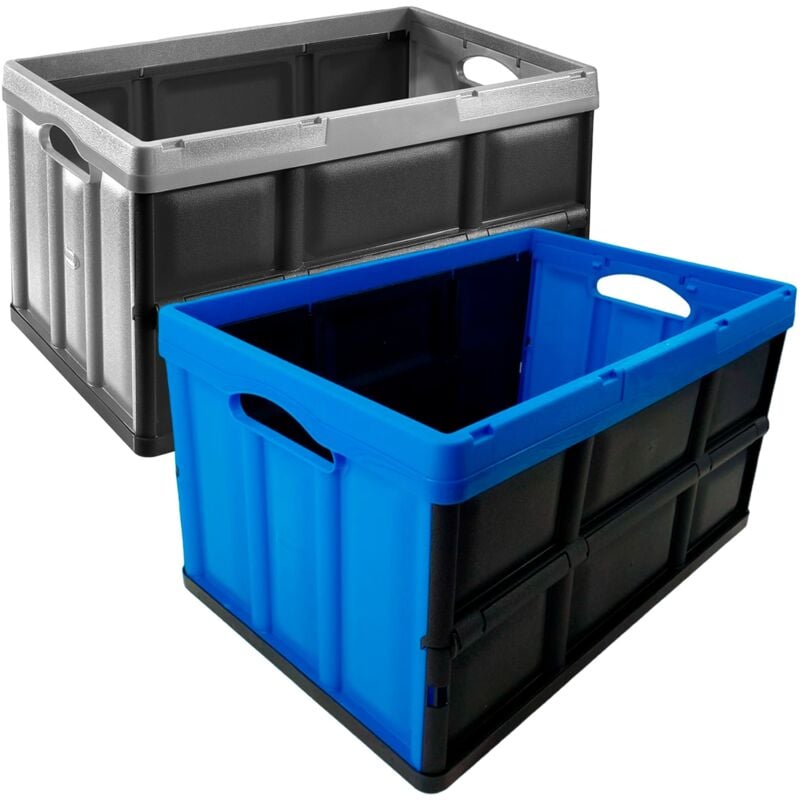Lot de 2 caisses pliantes 46L/62L argent et noir, bleu et noir - multicolore - Tontarelli
