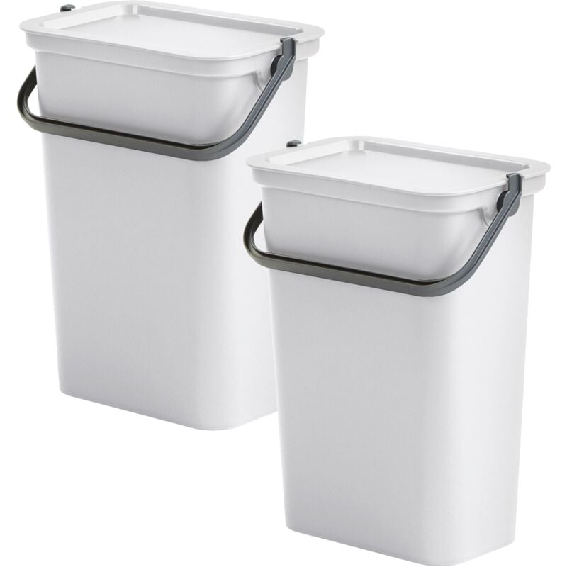 Lot de 2 poubelles blanches de 10L chacune - 'moda' - blanc - Tontarelli