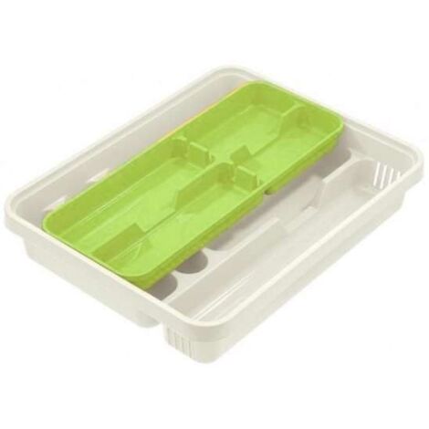 Tontarelli Portaposate in Plastica Bianco/Lime 6+2 Scomparti 40x31cm