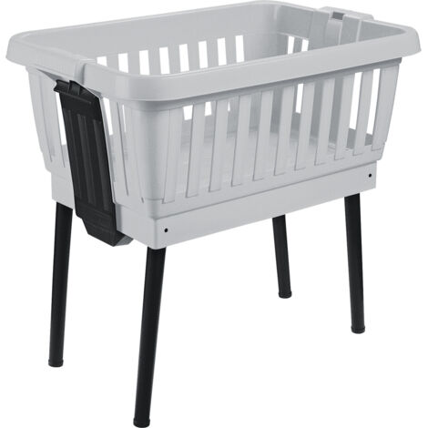 Tontarelli Wäschekorb mit ausklappbaren Beinen Amico 50 L hellgrau 64x43x61 cm