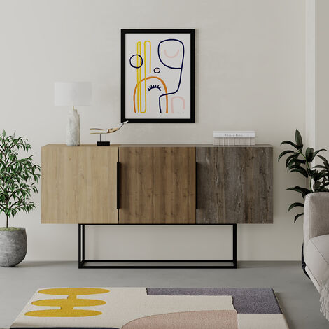 Tontini Console Sideboard Display Unit Oak Oak Effect Dark Coffee