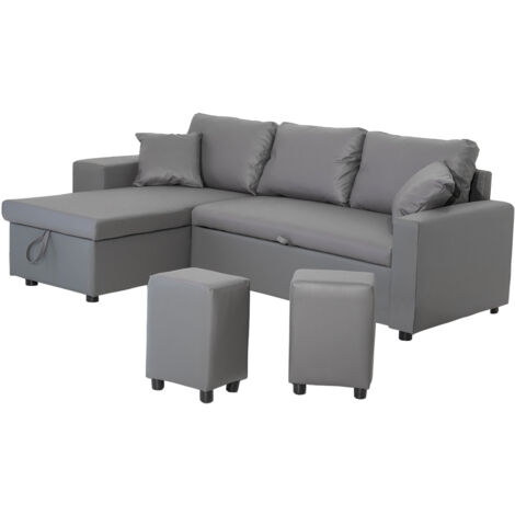 TONYDivano letto angolare a 3 posti grigio