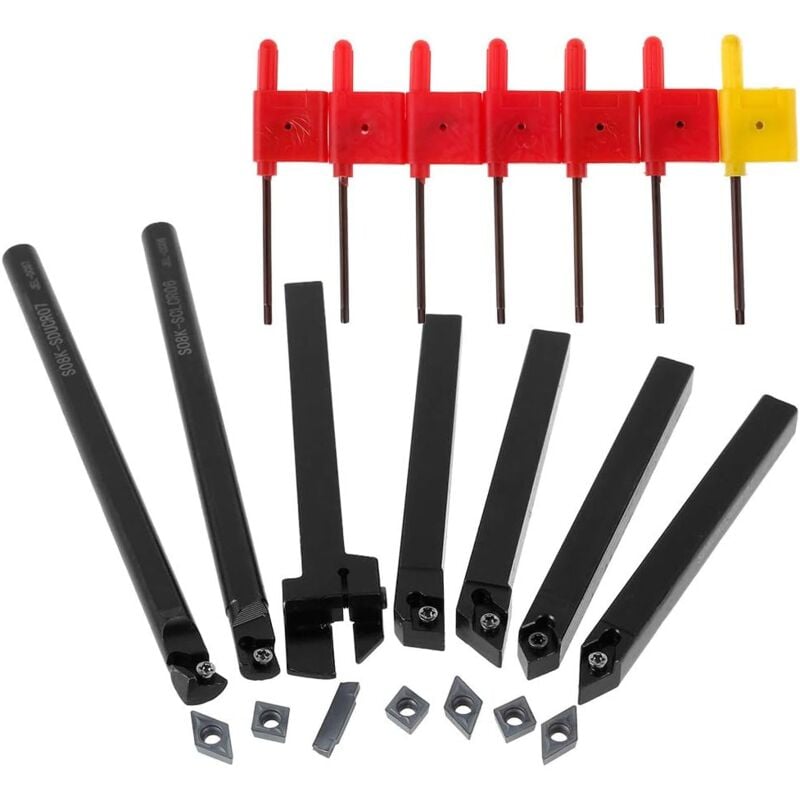 Tonysa - 21pcs Porte-Outil De Tournage Tige Tour Set Barre D'Alésage Tournage Kit Tournage en Carbure Multifonctionnel Support Alésoir avec Inserts